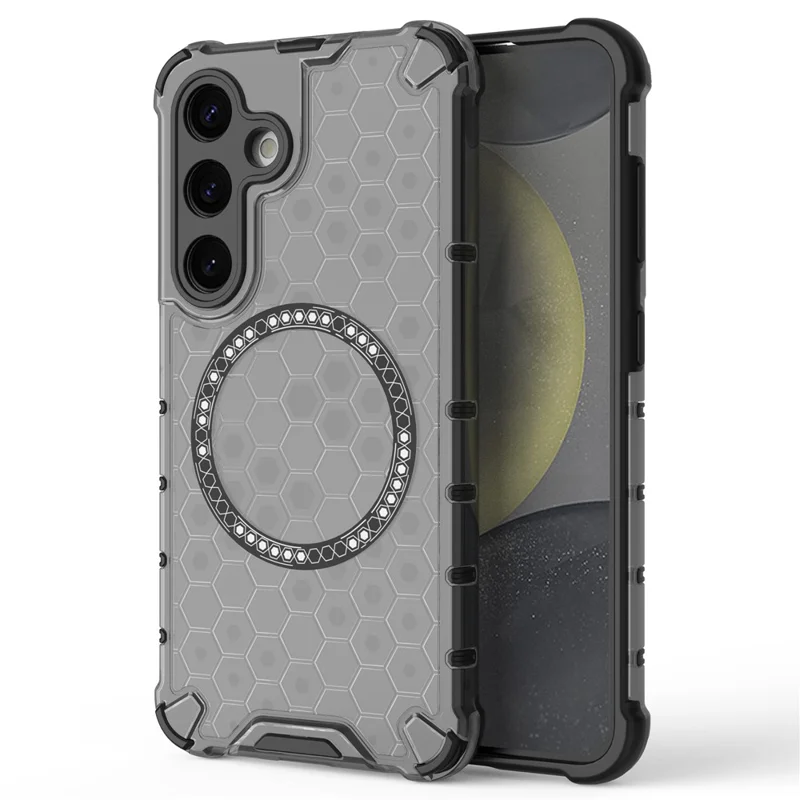Étui pour Samsung Galaxy S24+ Honeycomb Magnetic Phone Cover Hybrid TPU+PC Material - Gris