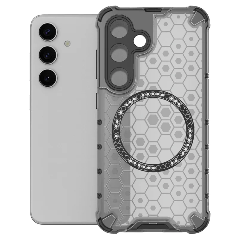 Étui pour Samsung Galaxy S24+ Honeycomb Magnetic Phone Cover Hybrid TPU+PC Material - Gris