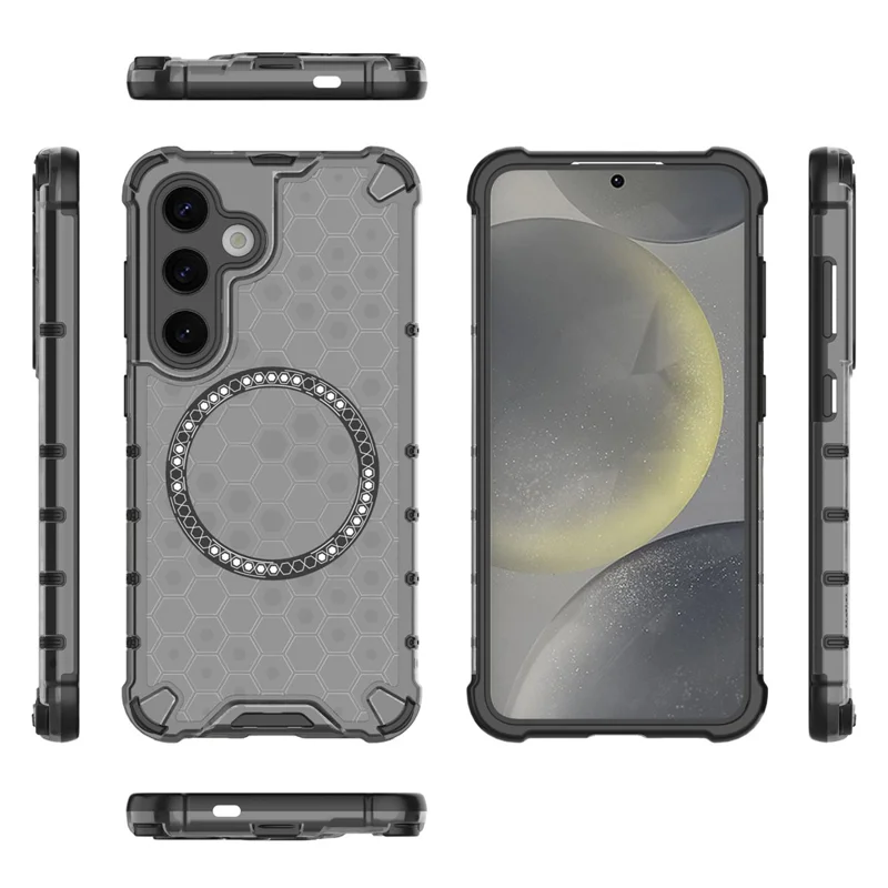 Étui pour Samsung Galaxy S24+ Honeycomb Magnetic Phone Cover Hybrid TPU+PC Material - Gris