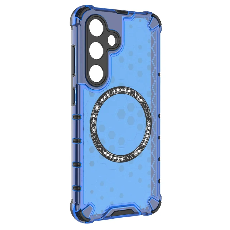 For Samsung Galaxy S24+ Case Honeycomb Magnetic Phone Cover Hybrid TPU+PC Material - Blue