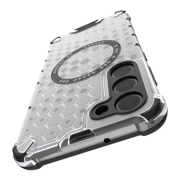 For Samsung Galaxy S23 Cell Phone Case Honeycomb TPU+PC Phone Cover Compatible with MagSafe - Transparent