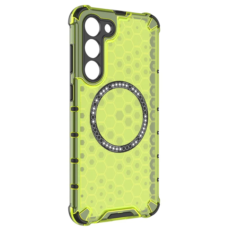 For Samsung Galaxy S23 Cell Phone Case Honeycomb TPU+PC Phone Cover Magnetic Case - Green