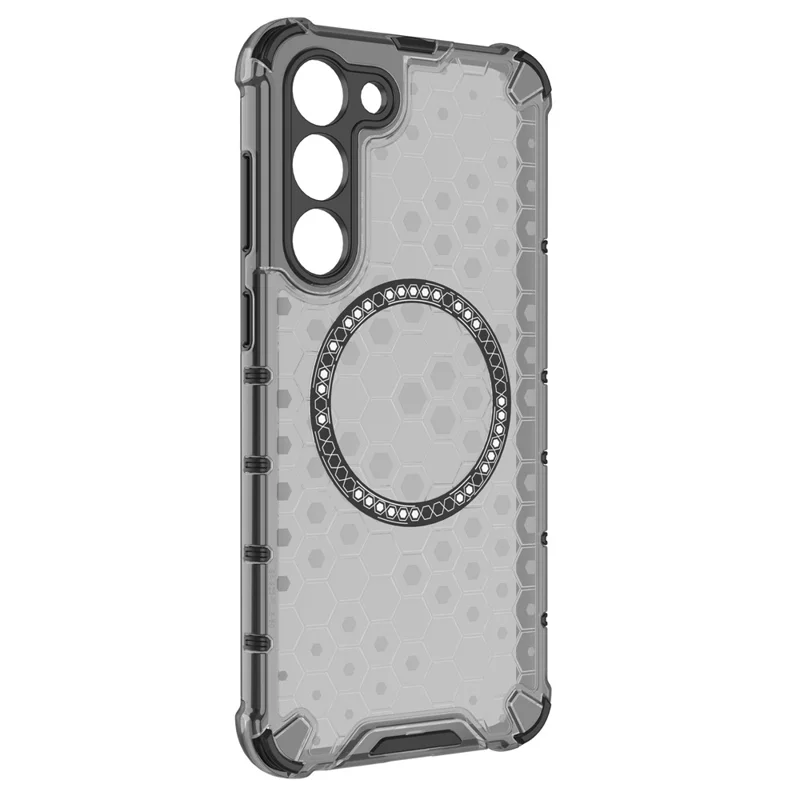 For Samsung Galaxy S23 Cell Phone Case Honeycomb TPU+PC Phone Cover Magnetic Case - Grey