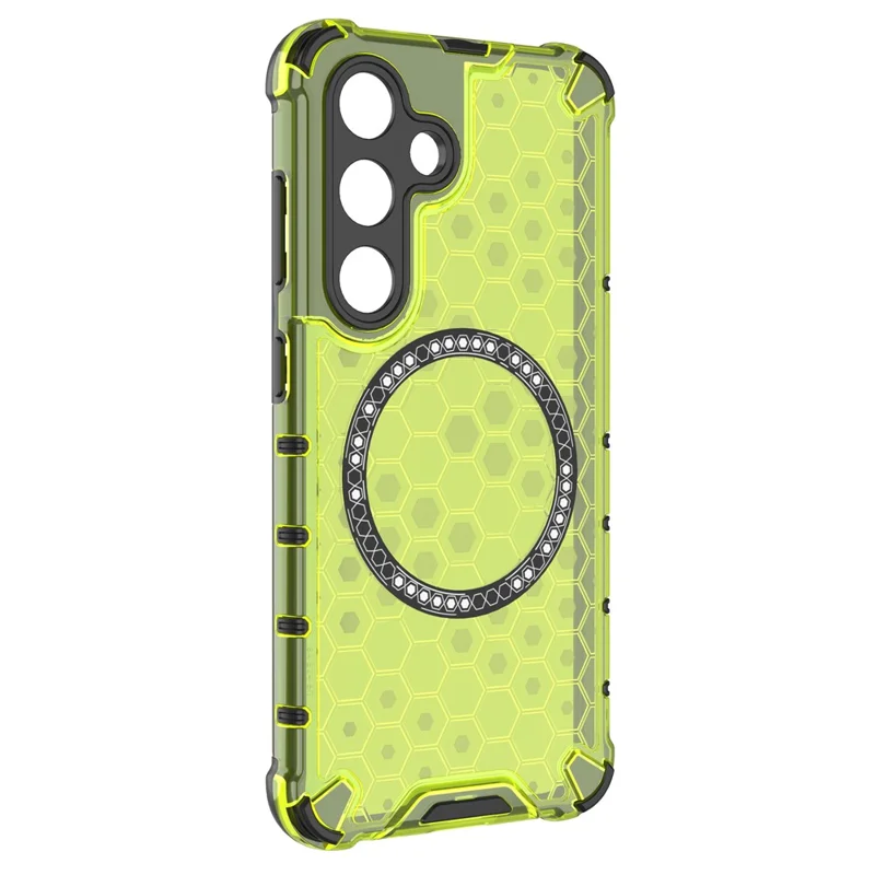 For Samsung Galaxy S24 Magnetic Case Honeycomb TPU+PC Anti-Drop Phone Cover - Green