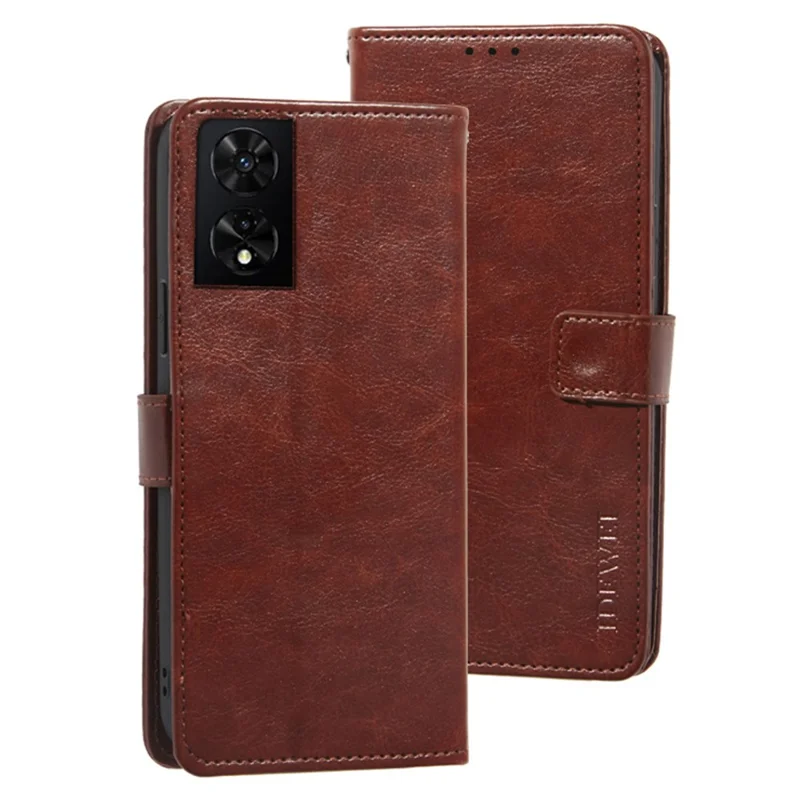 IDEWEI For TCL 505 Case Crazy Horse Texture Leather Folio Phone Cover - Brown