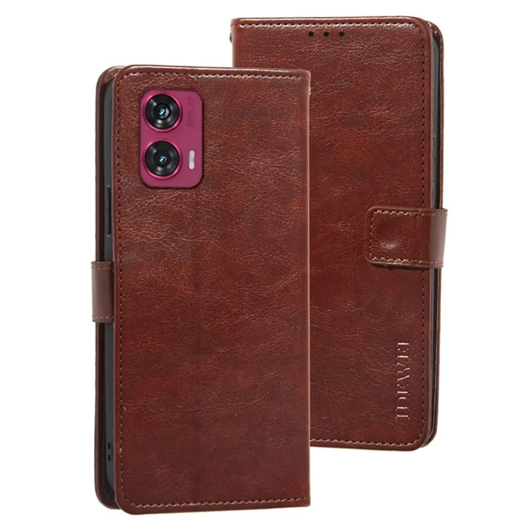 IDEWEI per Motorola Edge 50 Fusion 5G Custodia Portafoglio Texture Crazy Horse Pelle Custodia per Telefono - Marrone