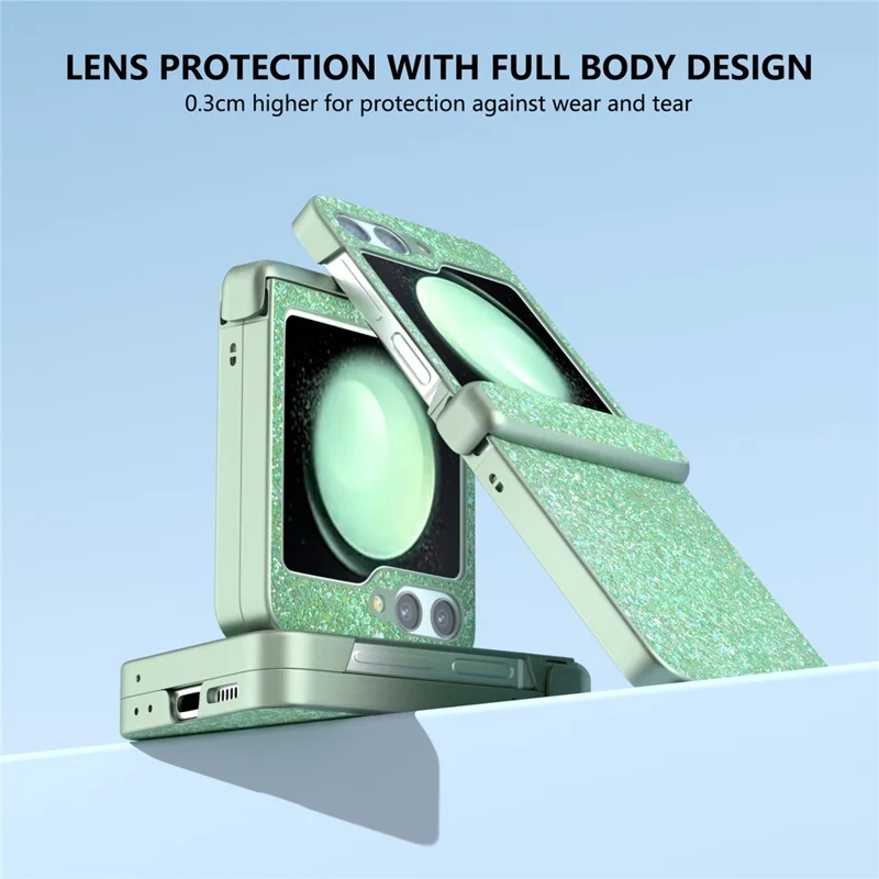 For Samsung Galaxy Z Flip7 FE 5G / Z Flip6 5G Phone Case   PC+PU Leather Phone Shell - Green