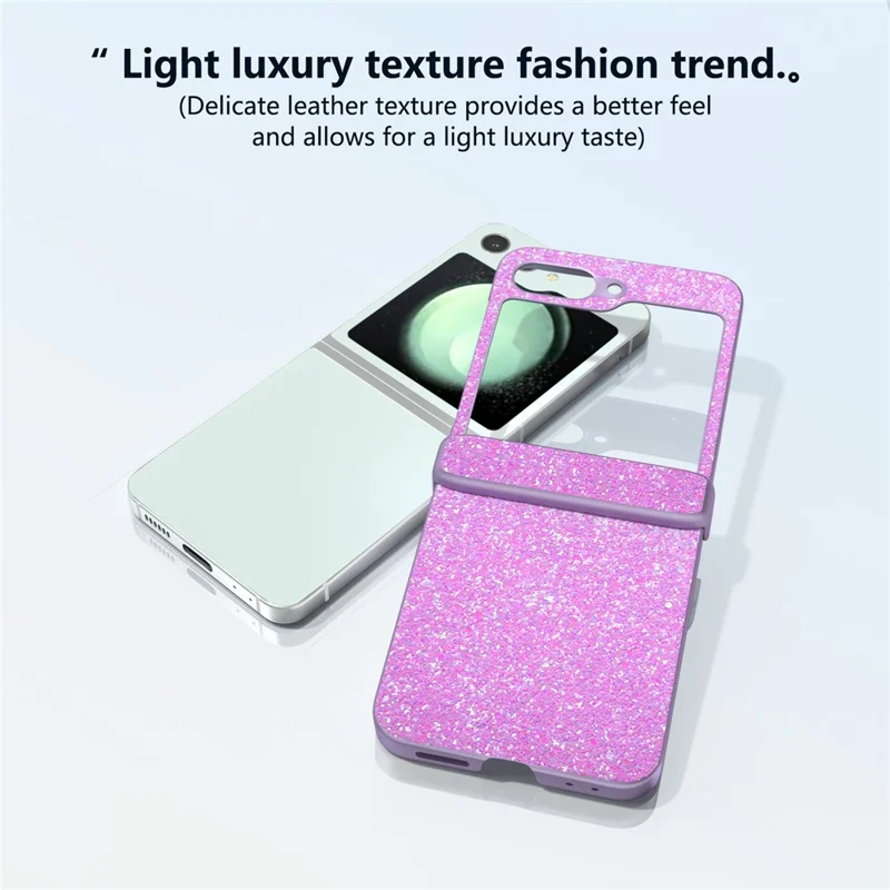 For Samsung Galaxy Z Flip7 FE 5G / Z Flip6 5G Phone Case   PC+PU Leather Phone Shell - Pinkish Purple