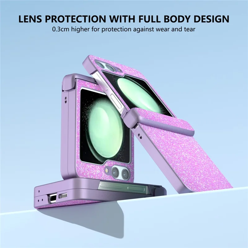 For Samsung Galaxy Z Flip7 FE 5G / Z Flip6 5G Phone Case   PC+PU Leather Phone Shell - Pinkish Purple