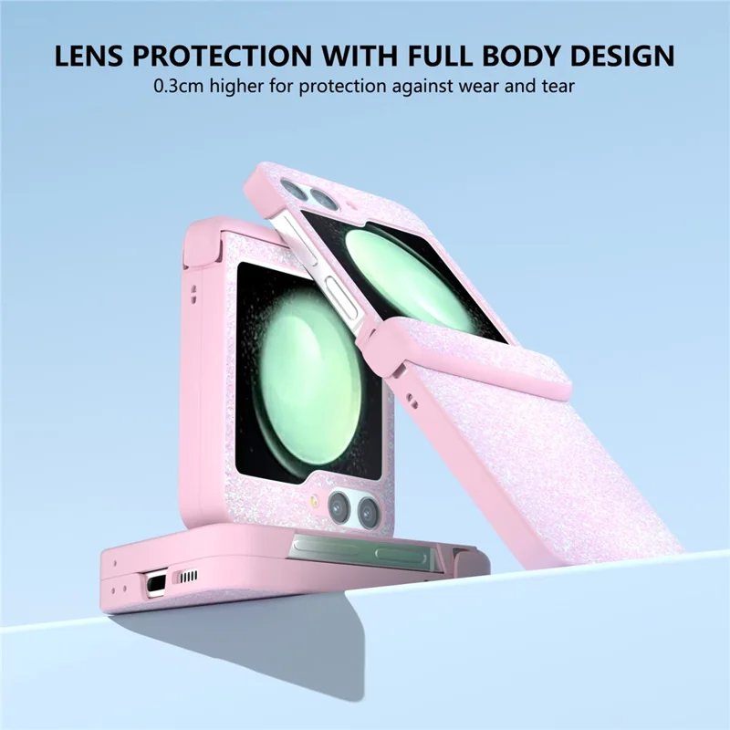 Funda de teléfono para Samsung Galaxy Z Flip6 5G al por mayor, carcasa de teléfono de PC+PU de cuero - Rosa degradado