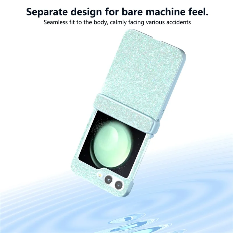 For Samsung Galaxy Z Flip5 5G Easy Folding   Phone Case PC+PU Leather Phone Shell - Mint Green