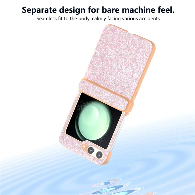 For Samsung Galaxy Z Flip5 5G Easy Folding   Phone Case PC+PU Leather Phone Shell - Peach Pink