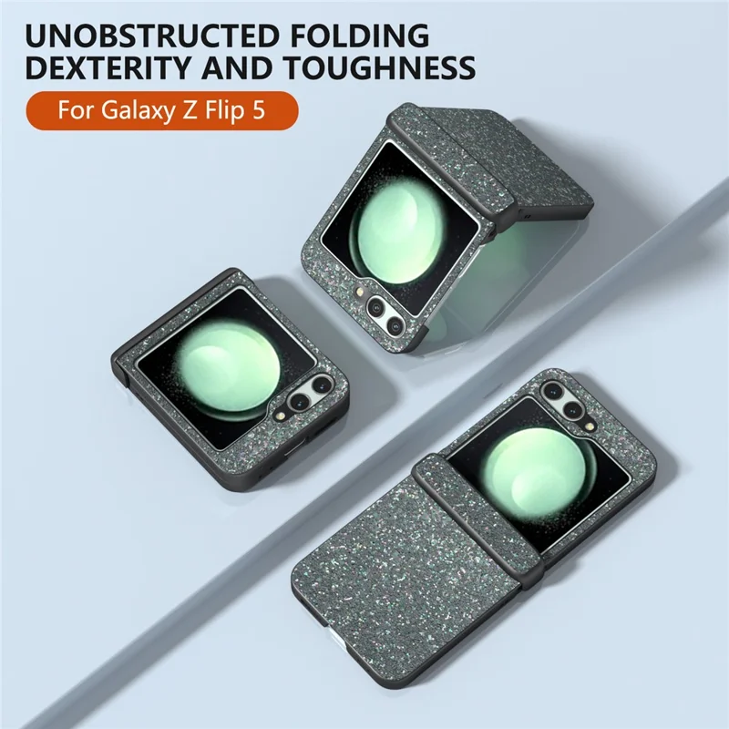 For Samsung Galaxy Z Flip5 5G Easy Folding   Phone Case PC+PU Leather Phone Shell - Black Green