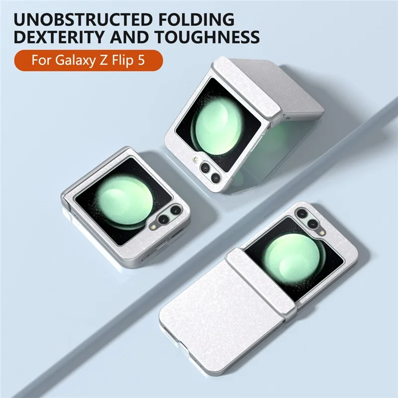 For Samsung Galaxy Z Flip5 5G Easy Folding   Phone Case PC+PU Leather Phone Shell - White