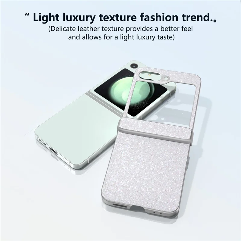 For Samsung Galaxy Z Flip5 5G Easy Folding   Phone Case PC+PU Leather Phone Shell - White
