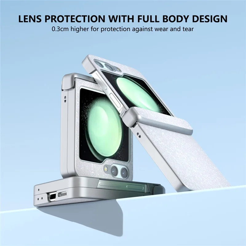 For Samsung Galaxy Z Flip5 5G Easy Folding   Phone Case PC+PU Leather Phone Shell - White