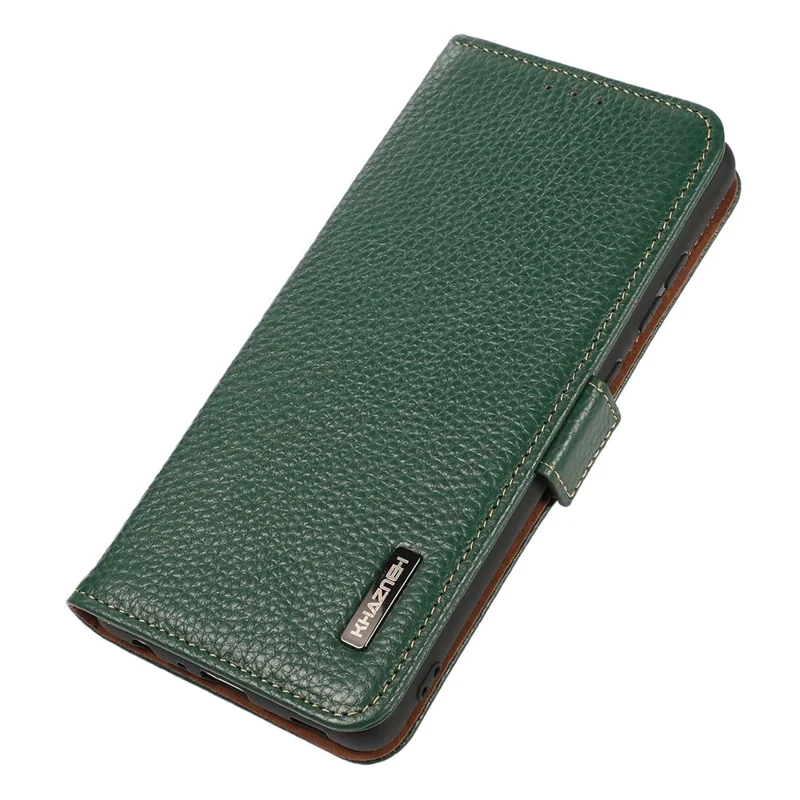 KHAZNEH Per iPhone 16 Plus Custodia Wallet RFID Blocking in Vera Pelle di Mucca - Verde
