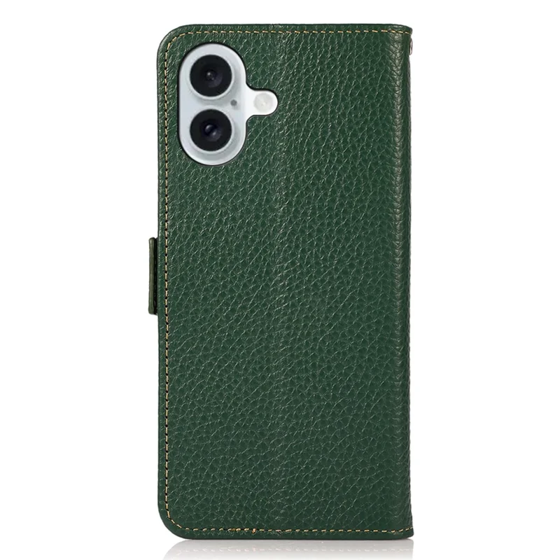 KHAZNEH Per iPhone 16 Plus Custodia Wallet RFID Blocking in Vera Pelle di Mucca - Verde