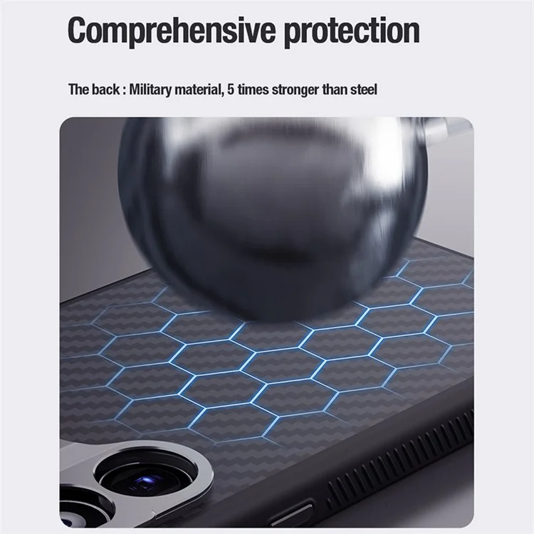 NILLKIN Carboprof Case for Samsung Galaxy S24 Ultra Magnetic Case TPU+Aramid Fiber Lens Kickstand Phone Cover