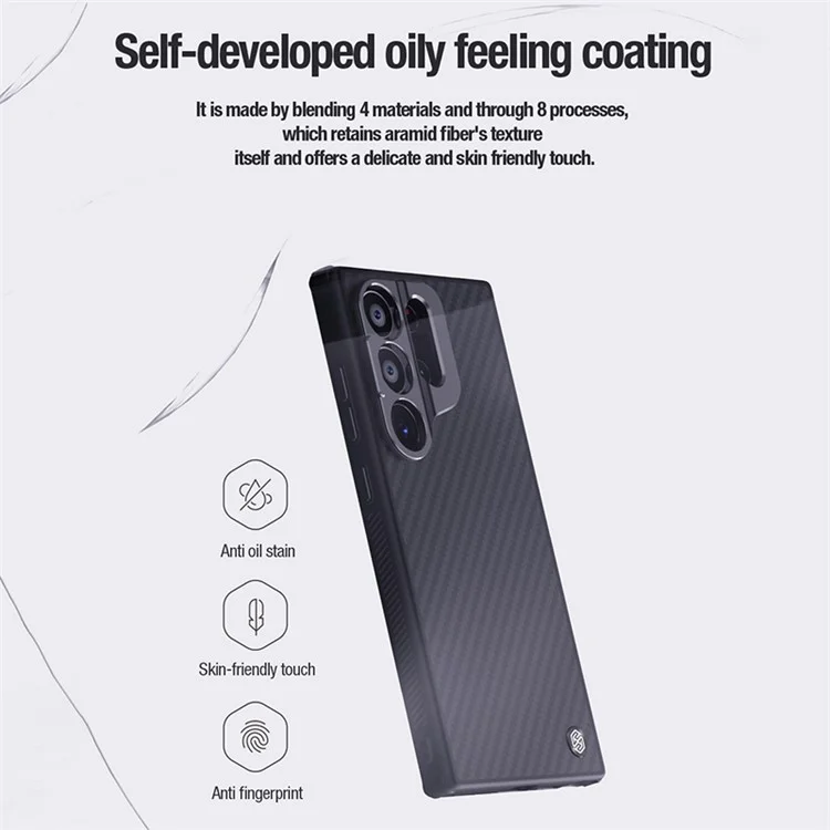 NILLKIN Carboprof Case for Samsung Galaxy S24 Ultra Magnetic Case TPU+Aramid Fiber Lens Kickstand Phone Cover