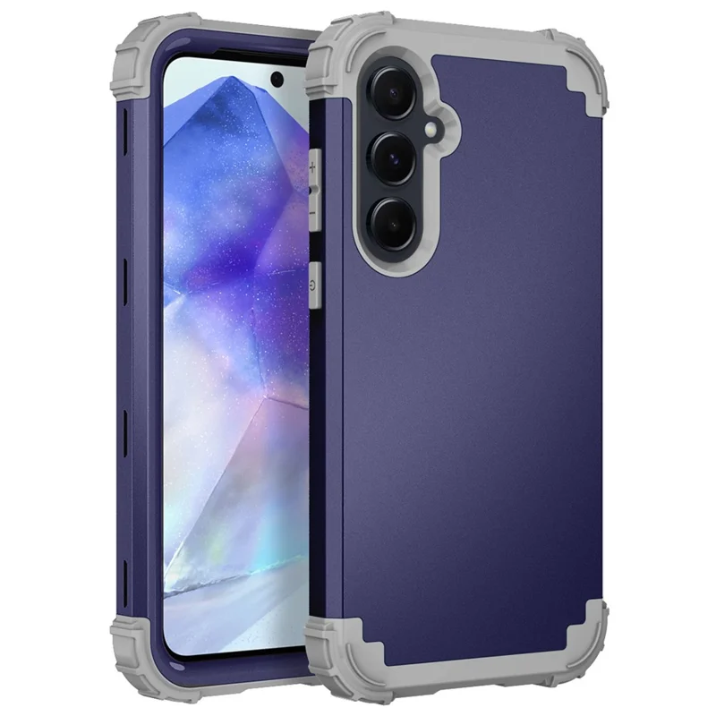 L-Style For Samsung Galaxy A55 5G Case Anti-Scratch PC + TPU Phone Cover - Navy Blue+Dark Grey