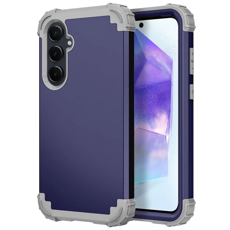 L-Style For Samsung Galaxy A55 5G Case Anti-Scratch PC + TPU Phone Cover - Navy Blue+Dark Grey