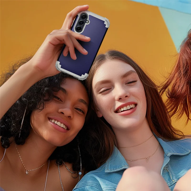 L-Style For Samsung Galaxy A55 5G Case Anti-Scratch PC + TPU Phone Cover - Navy Blue+Dark Grey