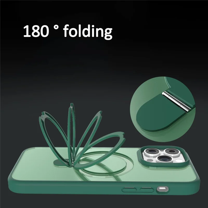 For iPhone 14 Pro Max Case Magnetic Kickstand PC+TPU Phone Case with Individual Lens Film - Black