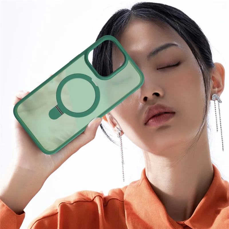 For iPhone 14 Pro Max Case Magnetic Kickstand PC+TPU Phone Case with Individual Lens Film - Black