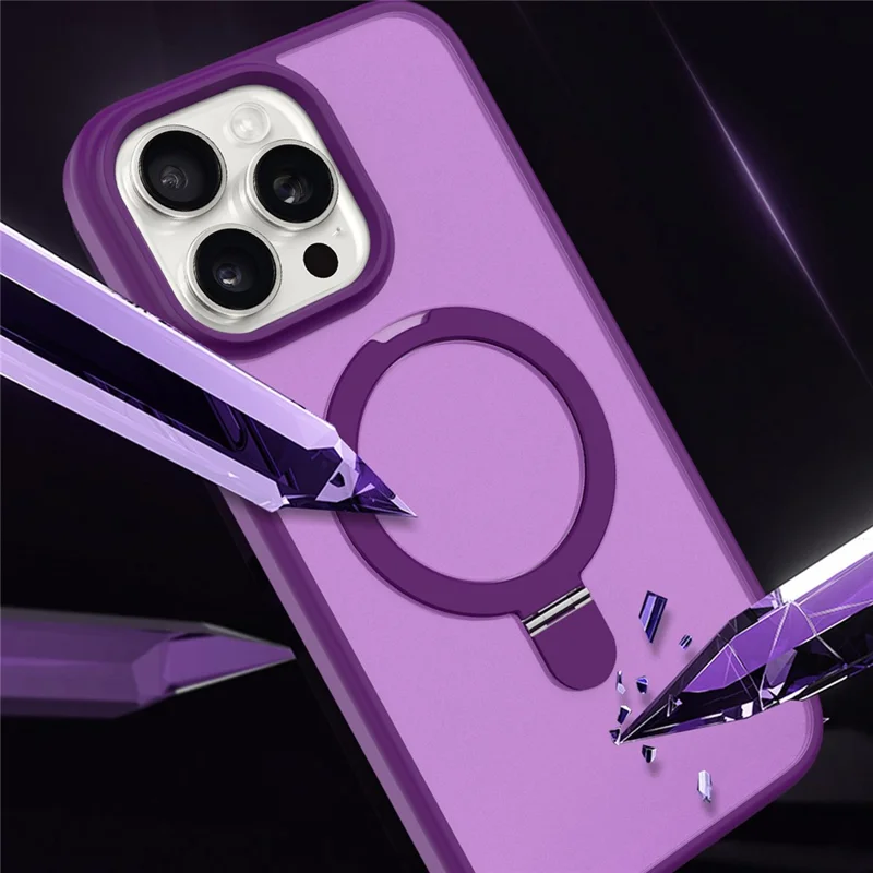 For iPhone 14 Pro Max Case Magnetic Kickstand PC+TPU Phone Case with Individual Lens Film - Black