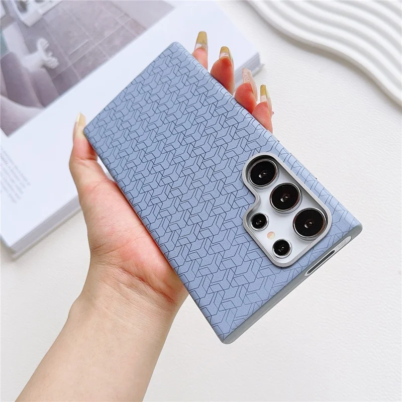 Funda para Samsung Galaxy S24 Ultra Funda de cuero + TPU Funda de teléfono Diseño de patrón geométrico - Azul