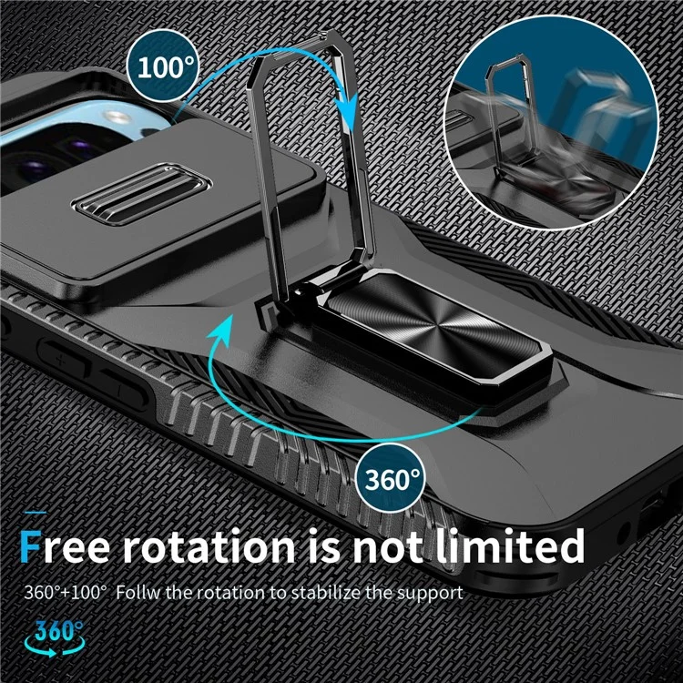 Para Google Pixel 9 / Pixel 9 Pro Kickstand Case TPU+PC Phone Cover Support Magnetic Car Mount - Preto