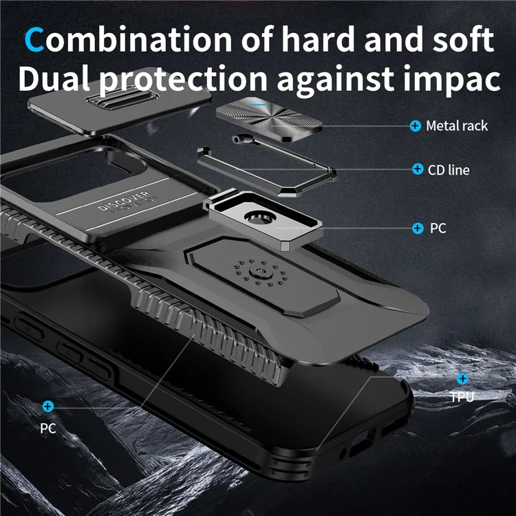 Para Google Pixel 9 / Pixel 9 Pro Kickstand Case TPU+PC Phone Cover Support Magnetic Car Mount - Preto