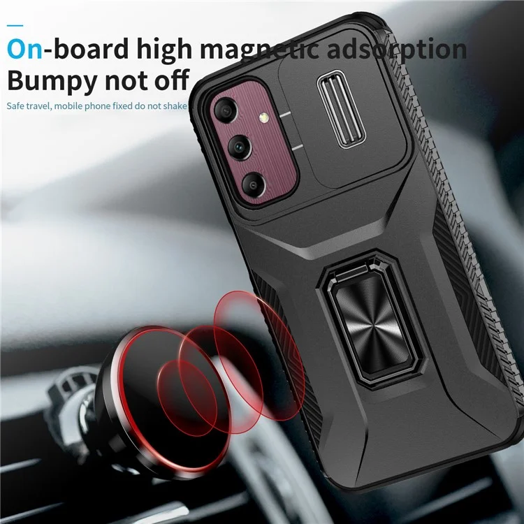 Para el caso del Samsung Galaxy A15 5G Soporte Deslizante Tapa del Objetivo Tapa TPU+PC Híbrido Funda de Teléfono - Negro