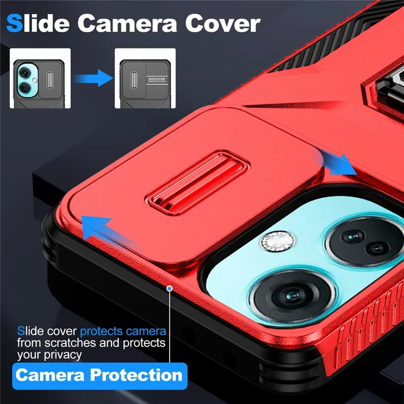 Per OnePlus Nord N30 5G / CE 3 Lite 5G / OPPO A9 (2020) Custodia TPU+PC Copertina telefonica con supporto / Protezione lente - Rosso