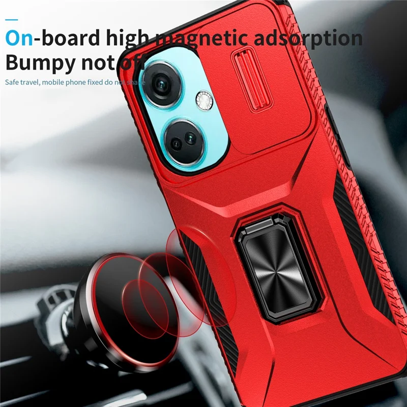 Per OnePlus Nord N30 5G / CE 3 Lite 5G / OPPO A9 (2020) Custodia TPU+PC Copertina telefonica con supporto / Protezione lente - Rosso