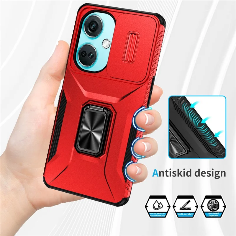 Per OnePlus Nord N30 5G / CE 3 Lite 5G / OPPO A9 (2020) Custodia TPU+PC Copertina telefonica con supporto / Protezione lente - Rosso