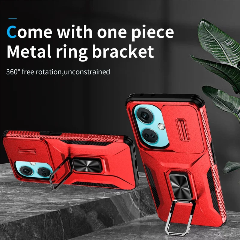 Per OnePlus Nord N30 5G / CE 3 Lite 5G / OPPO A9 (2020) Custodia TPU+PC Copertina telefonica con supporto / Protezione lente - Rosso