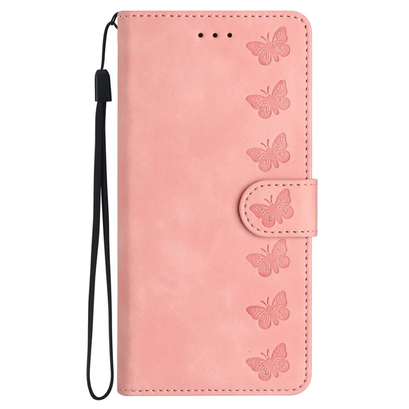 For Google Pixel 8a Case Anti-Scratch Phone Shell Imprinted Leather Wallet Stand Cover - Pink