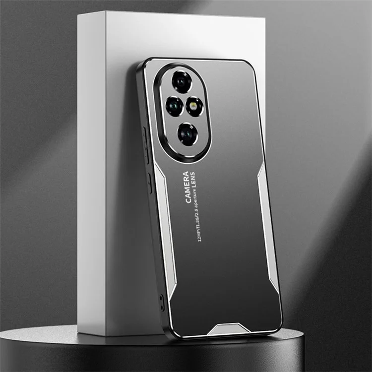 For Honor 200 5G-Hülle, Antikratz-Aluminiumlegierung + PC + TPU-Telefonabdeckung - Silber