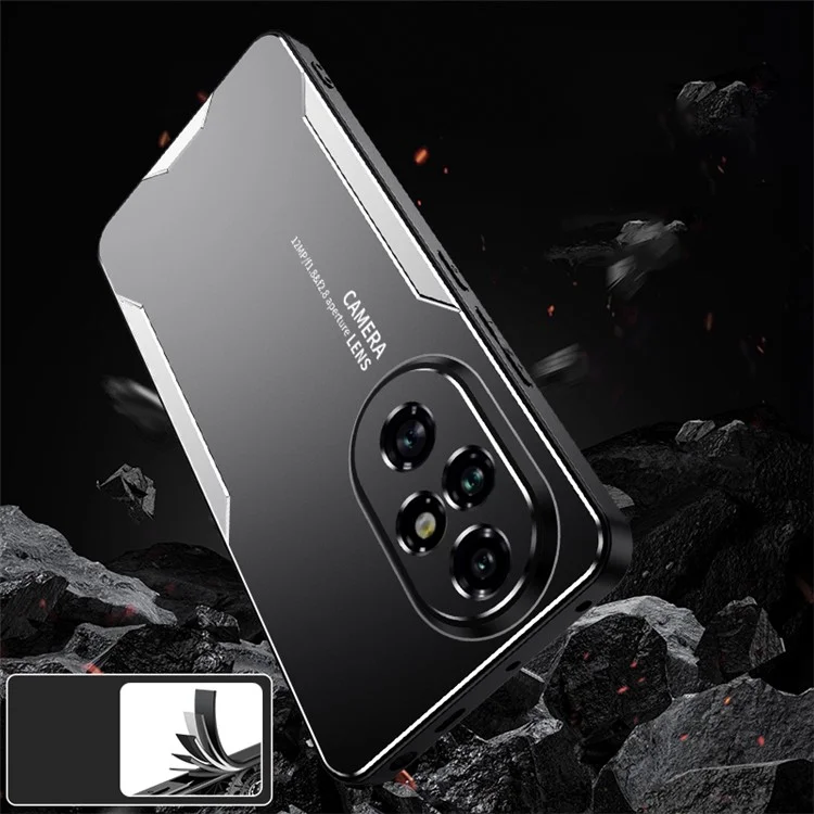 For Honor 200 5G-Hülle, Antikratz-Aluminiumlegierung + PC + TPU-Telefonabdeckung - Silber