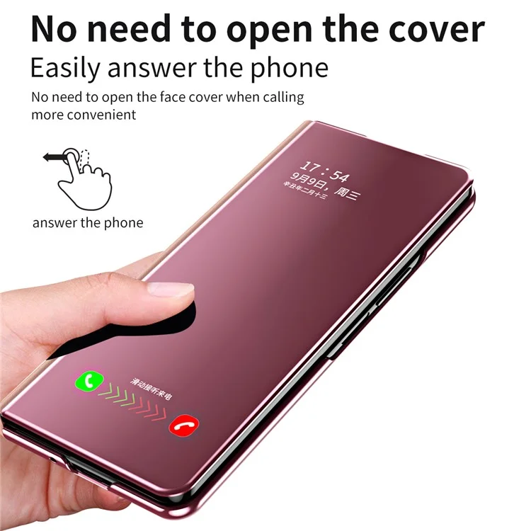 Pour Samsung Galaxy Z Fold6 5G Étui Électroplaquage Fenêtre Vue Support Cuir Housse de téléphone - Rose
