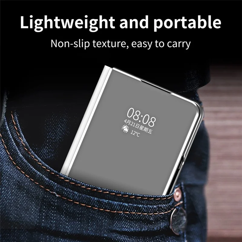 For Samsung Galaxy Z Fold6 5G Case Electroplating View Window Stand Leather Phone Cover - Silver