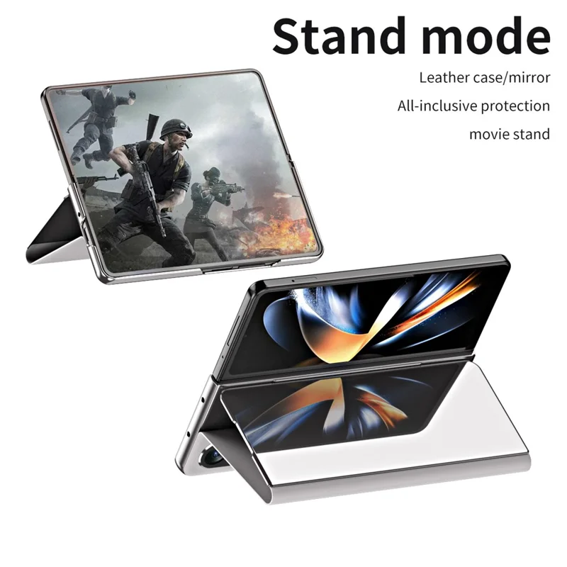 For Samsung Galaxy Z Fold6 5G Case Electroplating View Window Stand Leather Phone Cover - Silver