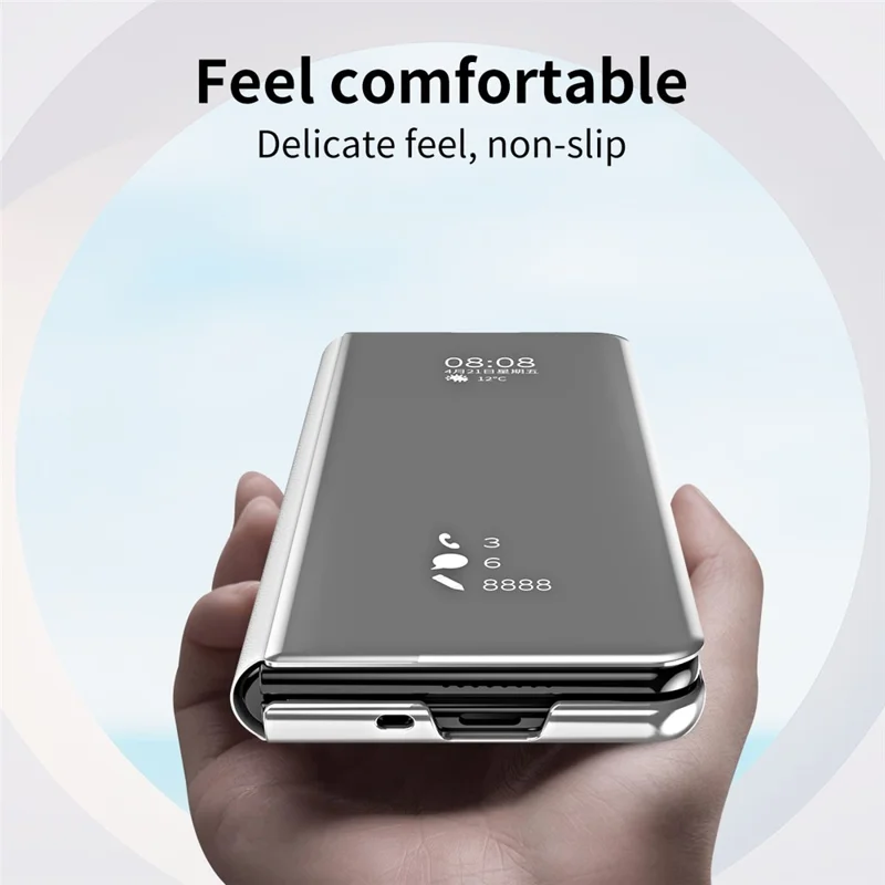 For Samsung Galaxy Z Fold6 5G Case Electroplating View Window Stand Leather Phone Cover - Silver