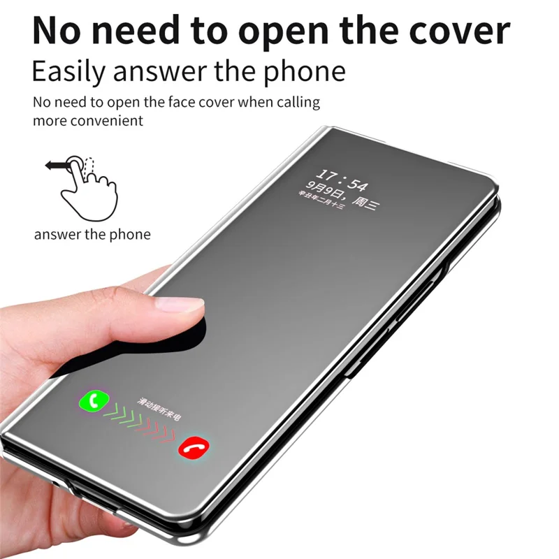 For Samsung Galaxy Z Fold6 5G Case Electroplating View Window Stand Leather Phone Cover - Silver