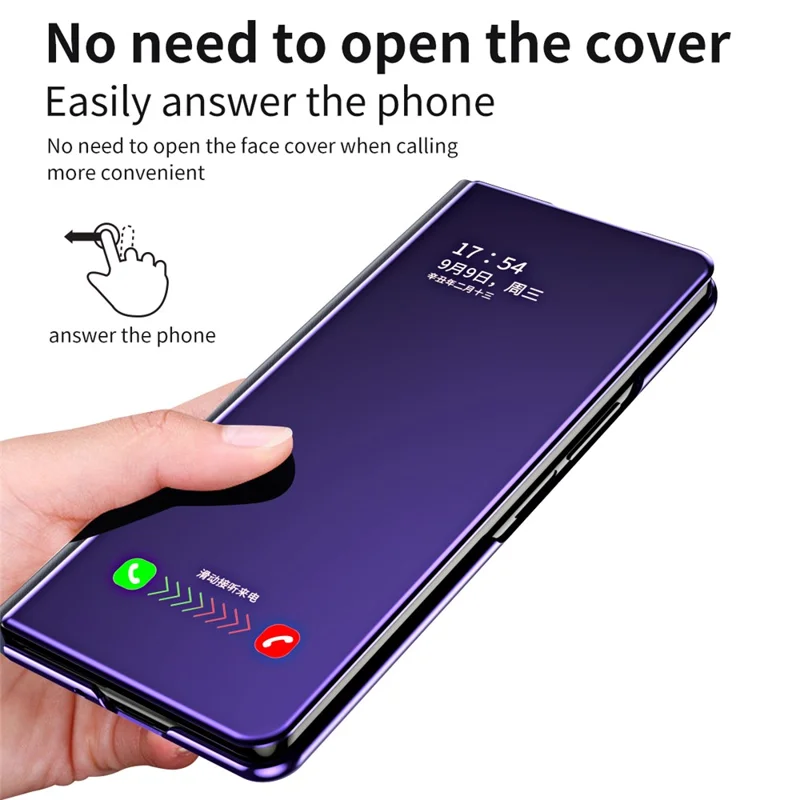 Per Samsung Galaxy Z Fold6 5G Case Elettroplaccatura Window Stand Custodia in Pelle - Viola