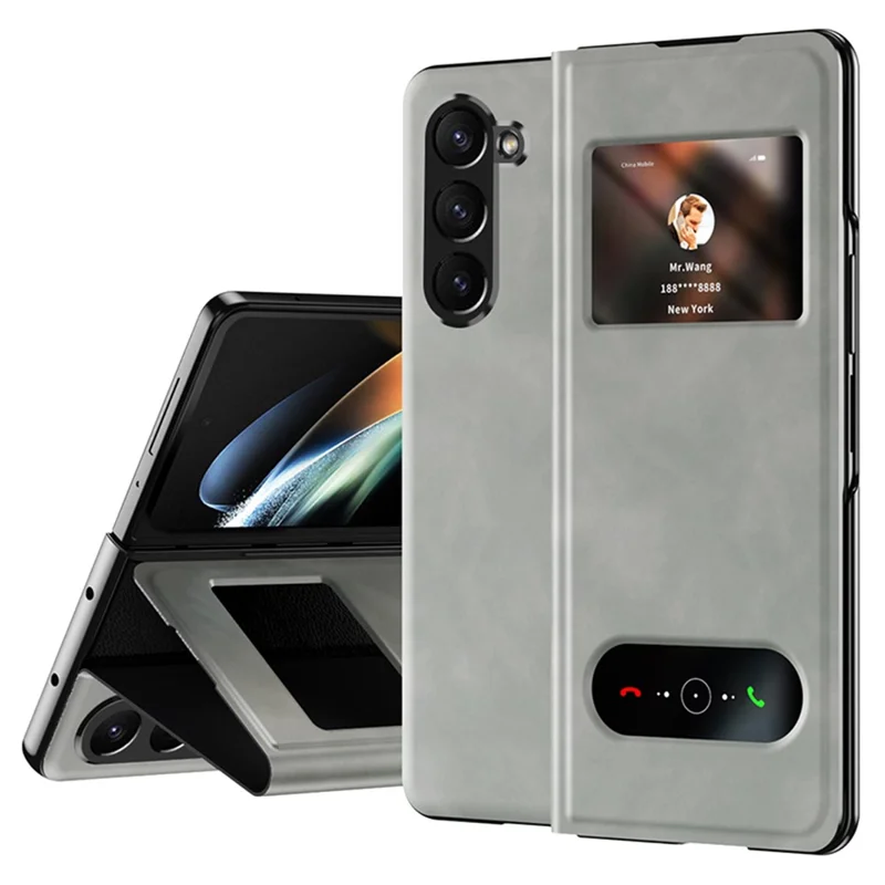 Per Samsung Galaxy Z Fold6 5G Custodia Finestra Vista Pelle PU Custodia Telefonica - Bianco