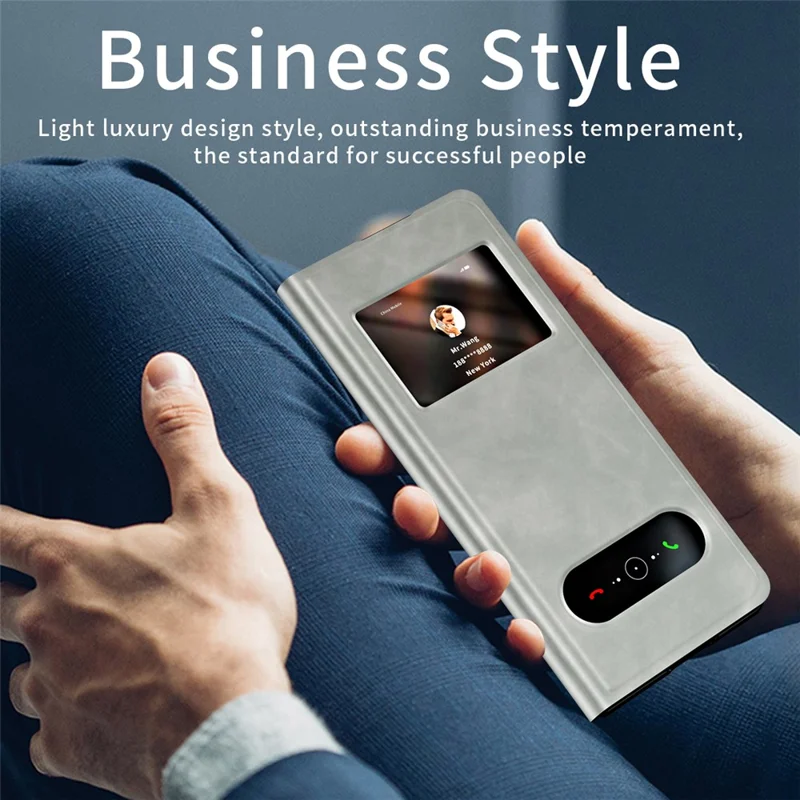 Per Samsung Galaxy Z Fold6 5G Custodia Finestra Vista Pelle PU Custodia Telefonica - Bianco