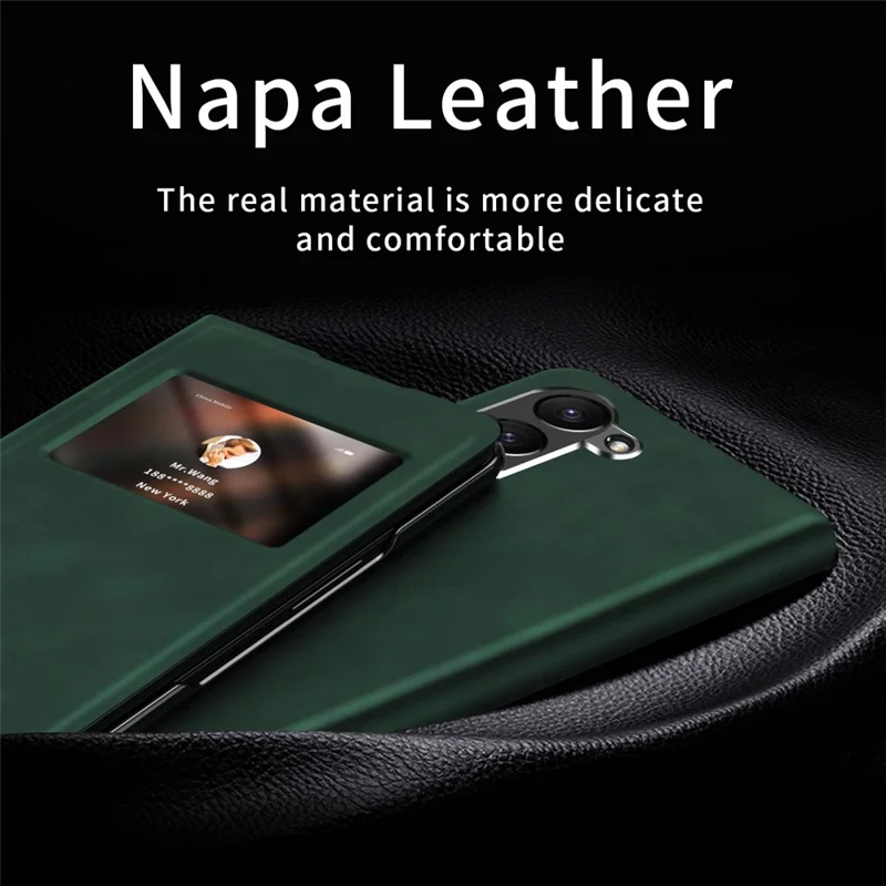 Custodia per Samsung Galaxy Z Fold6 5G con Finestra a Vista, Cover per Telefono in Pelle PU - Verde